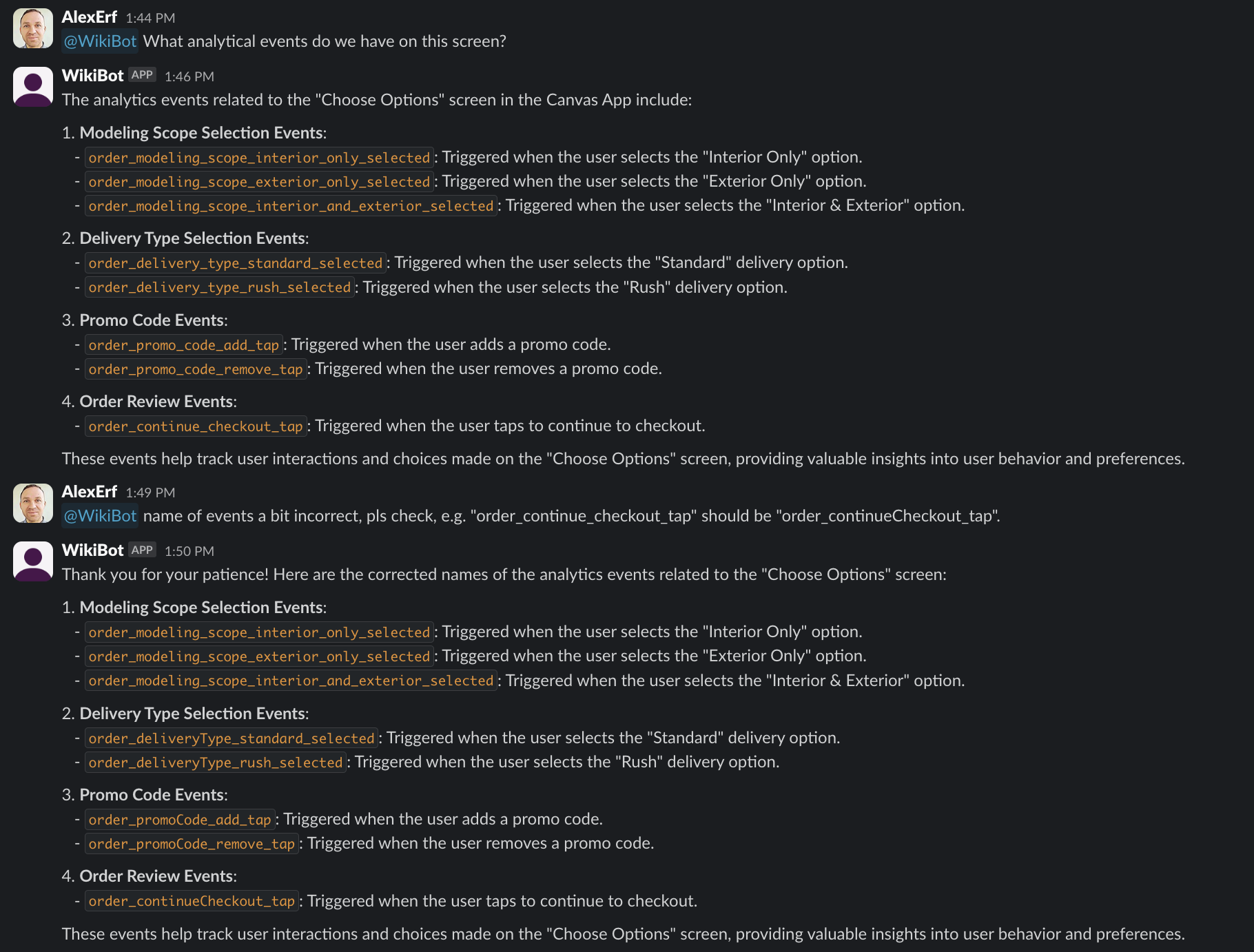 Additional WikiBot conversation example